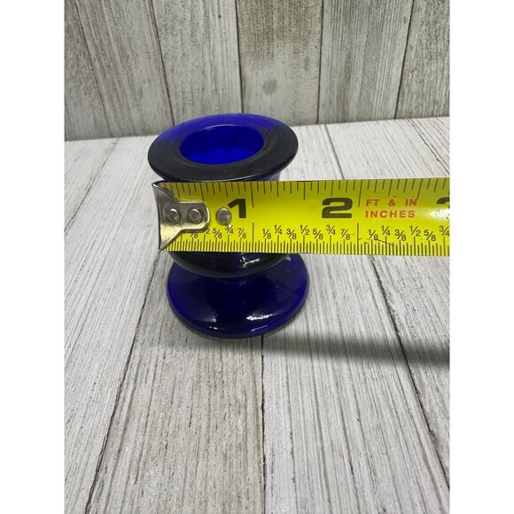 Vintage Cobalt Blue Candlestick Taper Holders Footed Glass 2.5" - Set of 2 - Picture 4 of 5